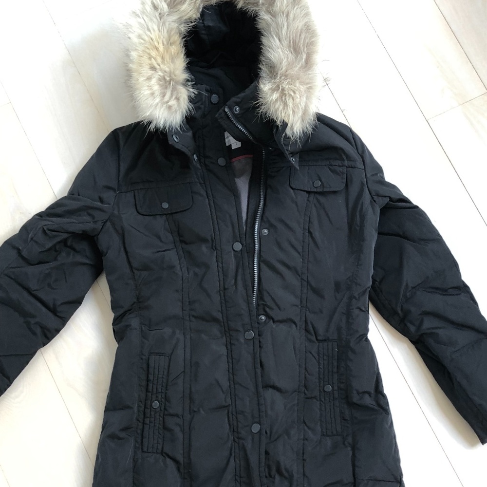 Long Down Parka with Removable Fur Hood S